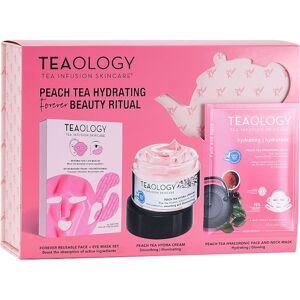 Teaology Pleje Ansigtspleje Gavesæt Forever Reusable Face + Eye Mask Set + Peach Tea Hydra Cream 50 ml + Peach Tea Hyaluronic Face and Neck Mask 21 ml