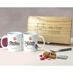 Cadeaux.com Mugs personnalisés avec boîte à thé - Prénoms Couple