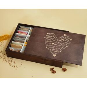 Cadeaux.com Grand coffret d'épices gravé Coeur Famille - 36 épices du monde