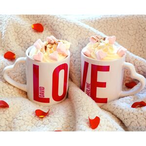 Cadeaux.com Duo de mugs personnalisés à anses coeur - Love