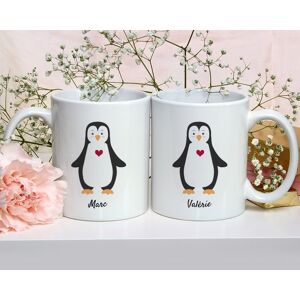 Cadeaux.com Duo de mugs personnalisés prénoms couple - Pingouins - Publicité