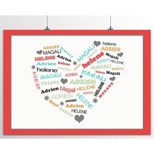 Cadeaux.com Affiche personnalisee prenoms - Coeur Famille Rouge