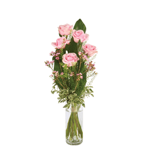 Flamingo : bouquet aerien de roses roses et aspidistra - Interflora