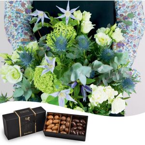 Bouquet blanc du fleuriste & Amandes au chocolat - Livraison bouquet de fleurs - Interflora