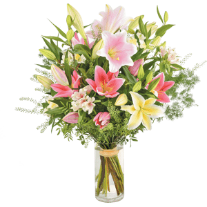 Interflora Bouquet de fleurs Paradilys : lys et alstroeméria tons rose, blanc, fuchsia