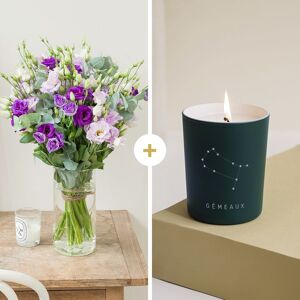 Brassee de lisianthus et sa bougie Gemeaux  - Interflora - Livraison de fleurs