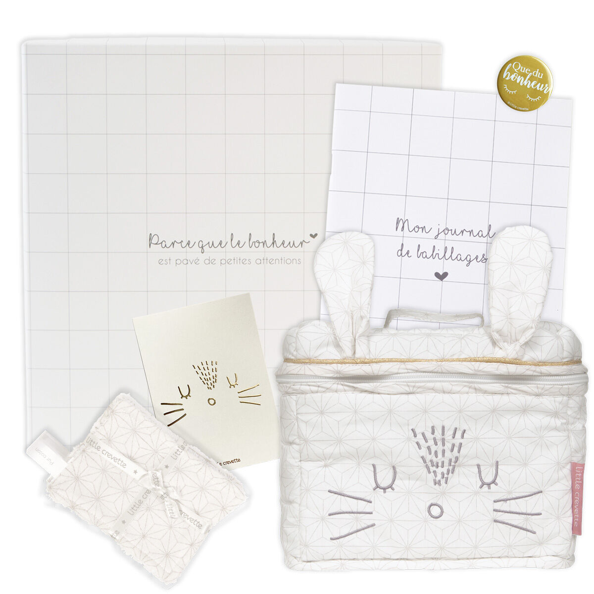 LITTLE CREVETTE Coffret cadeau bébé Pompom - la petite box