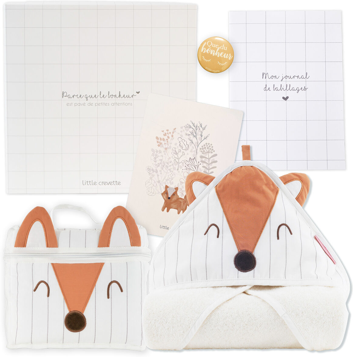 LITTLE CREVETTE Coffret cape de bain renard Dream Forest - la maousse box