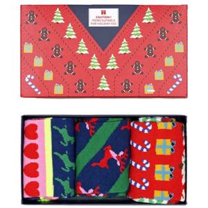 Happy Socks 3-Pack X-Mas Sweater Socks Gift Set, 36-40, MEDIUM RED