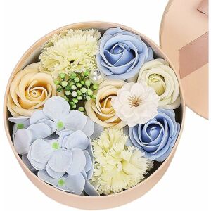 GROOFOO Soap Rose Gift Box, Rose Soap Flower Gift Box, Rose Flower Box with Gift Card for Valentine's Day, Home Decoration, Creative Birthday Gifts (Blue)
