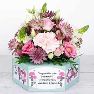 www.flowercard.co.uk Flowerbox with Keano Roses, Pink Lisianthus and Astantia