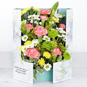 www.flowercard.co.uk Flowercard with Spray Carnations, Santini, Gypsophila and Chico Leaf