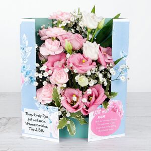 www.flowercard.co.uk Get Well Soon Flowers with Pink Spray Carnations, Lisianthus, White Gypsophila and Pittosporum