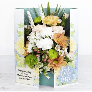 www.flowercard.co.uk White and Peach Spray Carnations, Rustic White Wheat Heads and Green Santini Flowercard