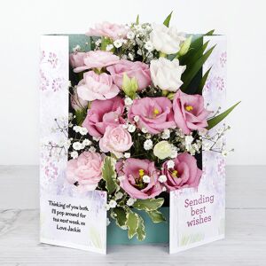 www.flowercard.co.uk Pink Spray Carnations and Soft Pink Lisianthus accented with White Gypsophila 'Get Well Soon' Flowers