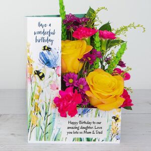 www.flowercard.co.uk Birthday Flowers with Dutch Orange Roses, Lime Santini Chrysanthemums and Spray Carnations