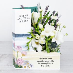 www.flowercard.co.uk Get Well Soon Flowers with White Freesias, Chrysanthemum, Santini, Sprigs of Lavender, Chico Leaf, Pittosporum and Silver Wheat