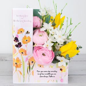 www.flowercard.co.uk Mother's Day Flowers with Paperwhite Narcissus, Ranunculus, Yellow Tulips and Eucalyptus