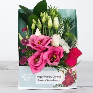 www.flowercard.co.uk Mother's Day Flowers with Tea Roses, Pink Lisianthus, Pink Veronica and Sprigs of Rosemary