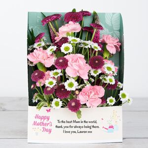 www.flowercard.co.uk Mother's Day Flowercard with Spray Carnations, Veronica, Santini, Pittosporum and Chico Leaf