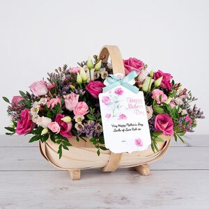www.flowercard.co.uk Mother's Day Keepsake Trug with Wax Flowers, Spray Carnations, Lilac Limonium and Tree Leaves