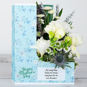 www.flowercard.co.uk Mother's Day Flowers with White Freesias, Spray Chrysanthemum, Santini's, Lavender and Silver Wheat