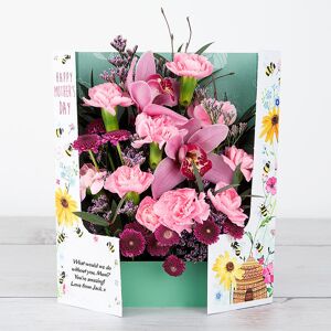 www.flowercard.co.uk Mother's Day Flowers with Cymbidium Orchid, Spray Carnations, Lilac Willow and Eucalyptus