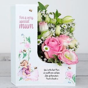 www.flowercard.co.uk Pink Rose and White Alstroemeria with Gypsophila and Lisianthus Mother's Day Flowers