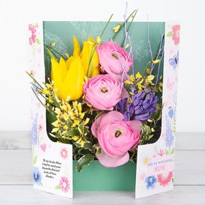 www.flowercard.co.uk Purple Veronica, Tulips and Yellow Ranunculus Mother's Day Flowercard