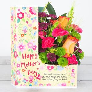 www.flowercard.co.uk Mother's Day Flowers with Dutch Roses, Santini Chrysanthemums, Carnations, Chico leaf and Lime Wheat