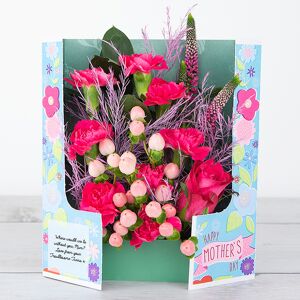 www.flowercard.co.uk Mother's Day Flowers with Deep Water Roses, Veronica, Carnations, Hypericum, Tree Fern and Ruscus