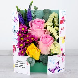 www.flowercard.co.uk Flowercard with Purple Veronica, Pink Roses, Lemon Statice and Eucalyptus