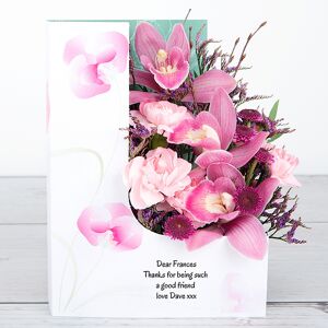 www.flowercard.co.uk Pink Orchids, Carnations and Lilac Willow Flowercard
