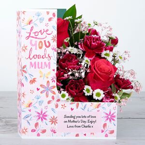 www.flowercard.co.uk Mother's Day Flowercard with Dutch Roses and Pink and White Carnations.