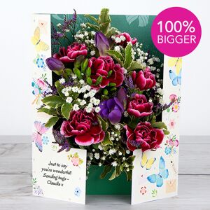 www.flowercard.co.uk Flowercard with Lilac Freesias, Spray Carnations, Limonium, Gypsophila and Pittosporum