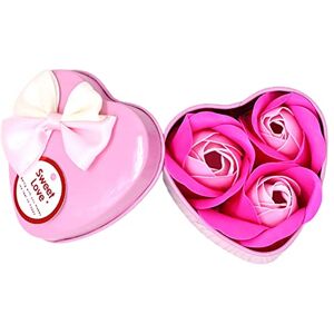 Roadoor Rose Flower Petals Bath Soap Gift Set Romantic Floral Scented Rose Bouquet Soap Heart Shape Box Rose Flower For Valentine's Day, New Year, Mother's Day 16 1size