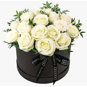 Avalanche Allure - Hat Box Flowers - Hat Box Roses - Flowers in a Hat Box - Hat Box Flower Delivery - Haute Florist