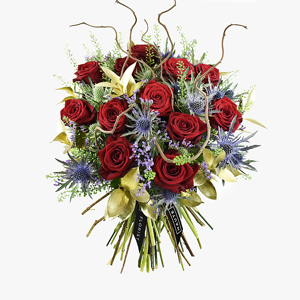 Haute Florist Luxury Roses and Willow - Luxury Valentine's Flowers - Valentine's Day Flowers - Valentine's Roses - Red Roses