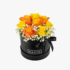 Haute Florist Sunset Supreme - Mini Hat Box Flowers - Hat Box Flower Delivery - Flowers in a Hat Box - Luxury Hat Box Flowers - Hat Box Flowers