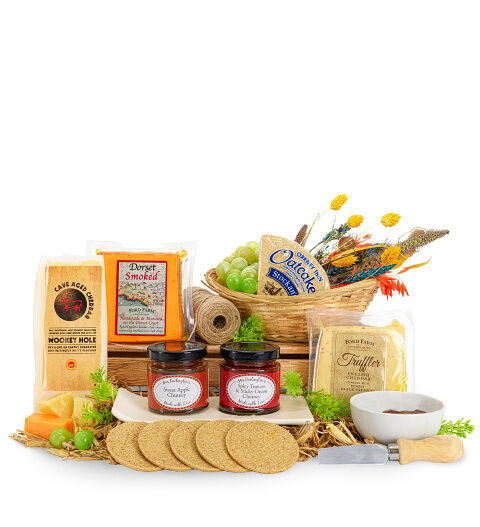 Prestige Hampers Country Cheese Basket - Cheese Hampers - Cheese Gifts - Cheese Gift Baskets - Cheese Hamper Delivery - Cheese Gift Sets - Cheese Gifts UK