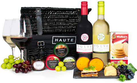 Prestige Hampers Artisan Cheese & Wine Basket - Cheese Hampers - Cheese Hamper Delivery - Luxury Cheese Hampers - Cheese Gifts - Cheese Gift Delivery