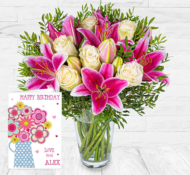 123 Flowers Classic Roses and Lilies & Card