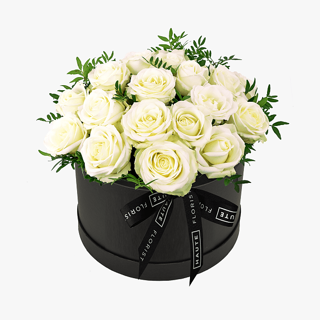 Avalanche Allure - Hat Box Flowers - Hat Box Roses - Flowers in a Hat Box - Hat Box Flower Delivery - Haute Florist