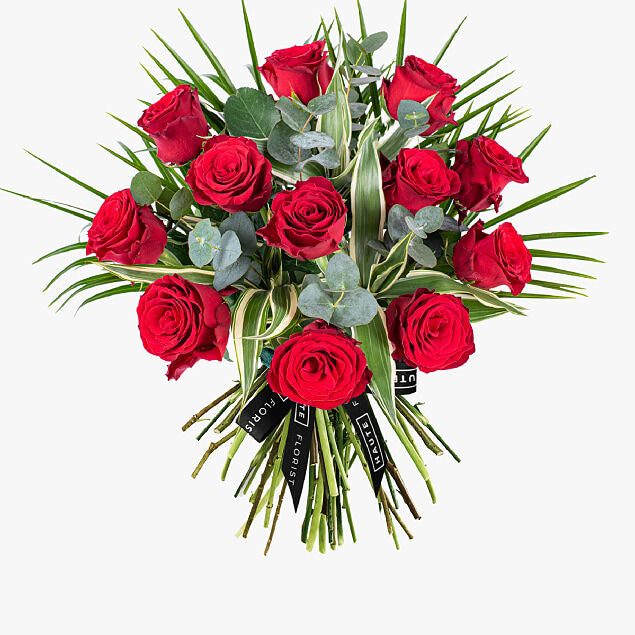 Haute Florist Valentine 12 Red Roses Flowers - Valentine Flowers - Valentine Bouquets - Luxury Red Roses - Red Roses Bouquet - Valentine's Flowers - Valentine's Day Flowers - vday flowers
