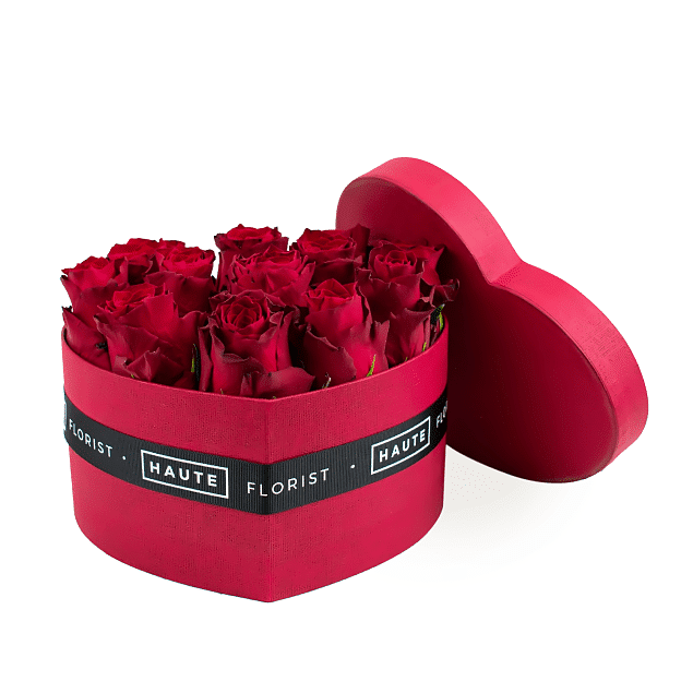Haute Florist Heart Hat Box - Hat Box Roses - Hat Box Red Roses - Red Rose Hat Box - Roses in a Hat Box - Hat Box Flowers