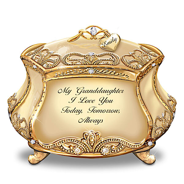 The Bradford Exchange Granddaughter, I Love You Personalized Heirloom Porcelain Music Box