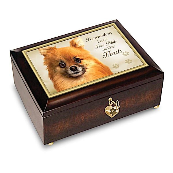 The Bradford Exchange Pomeranians Leave Paw Prints On Our Hearts Music Box