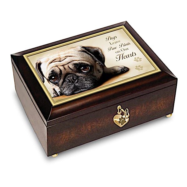 The Bradford Exchange Pugs Leave Paw Prints On Our Hearts Music Box