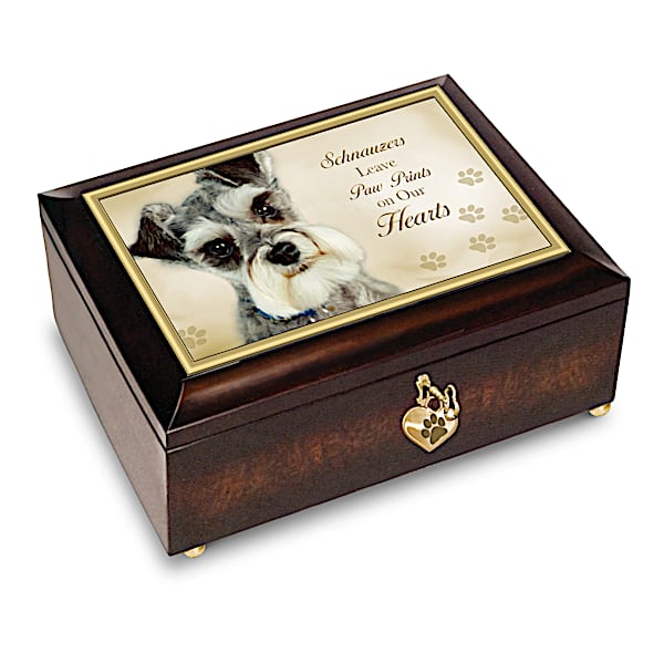 The Bradford Exchange Schnauzers Leave Paw Prints On Our Hearts Music Box