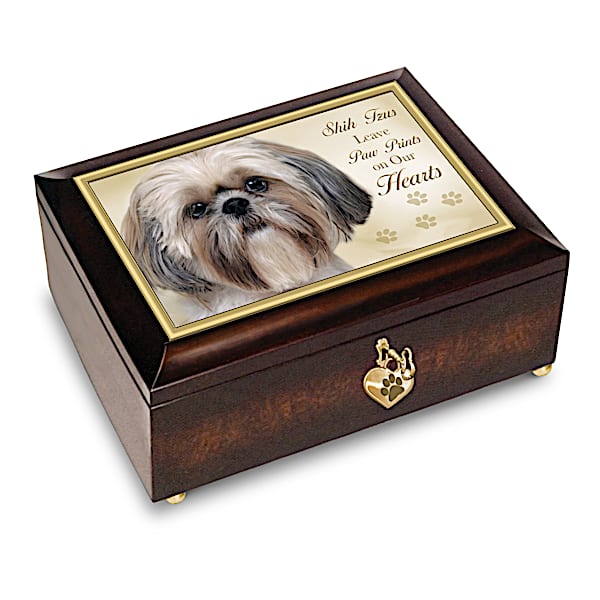 The Bradford Exchange Shih Tzus Leave Paw Prints On Our Hearts Music Box